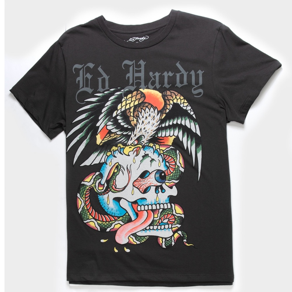 NWOT ED HARDY BATTLE SKULL MENS TEE SHIRT